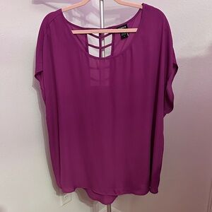 EUC Torrid Magenta Blouse with Lattice Back